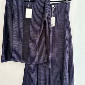COS Dark Blue Knit MIDI skirt and sweater set BNWT!
